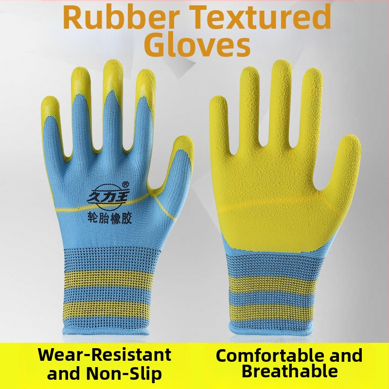 Γάντια εργασίας με επίχρισμα από λατέξ με επικάλυψη καουτσούκ, ανθεκτικά στη φθορά και αντιολισθητικά, προστατευτικά γάντια για εργοτάξια