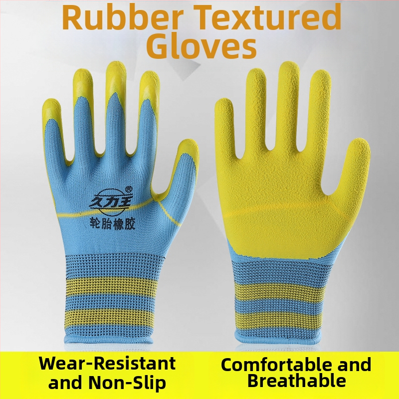 Γάντια εργασίας με επίχρισμα από λατέξ με επικάλυψη καουτσούκ, ανθεκτικά στη φθορά και αντιολισθητικά, προστατευτικά γάντια για εργοτάξια