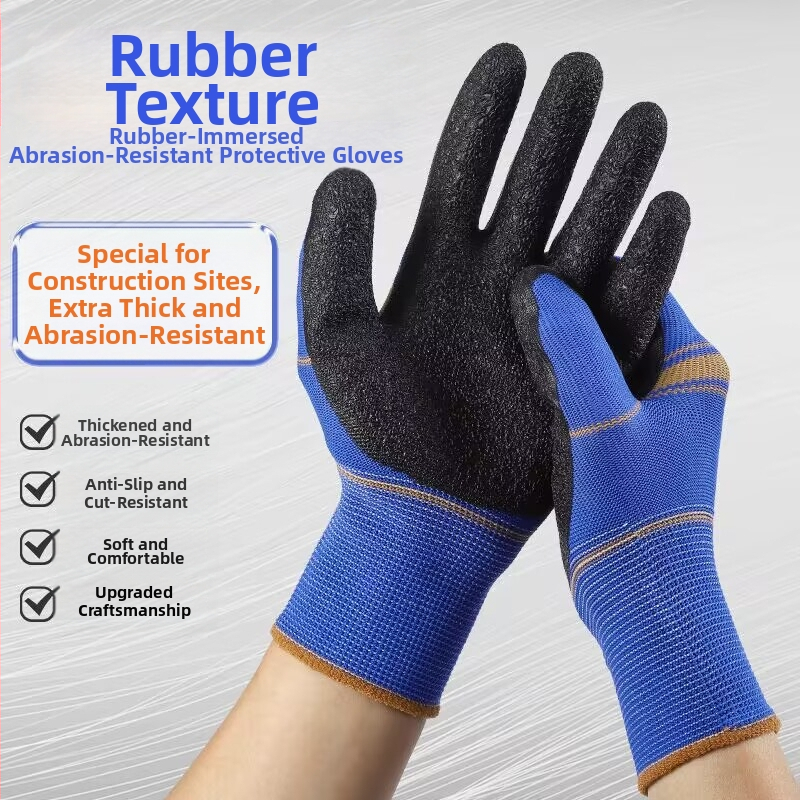 Γάντια εργασίας με επίχρισμα από λατέξ με επικάλυψη καουτσούκ, ανθεκτικά στη φθορά και αντιολισθητικά, προστατευτικά γάντια για εργοτάξια