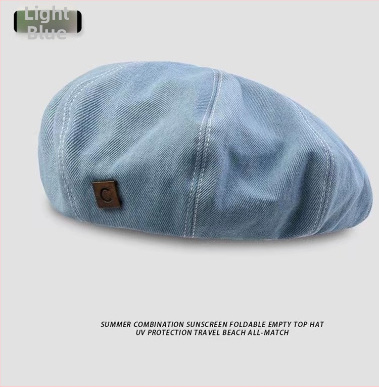 Moteriška dailininkės kepurė iš medvilnės, satino audinys, kupolo viršus, raidžių raštas