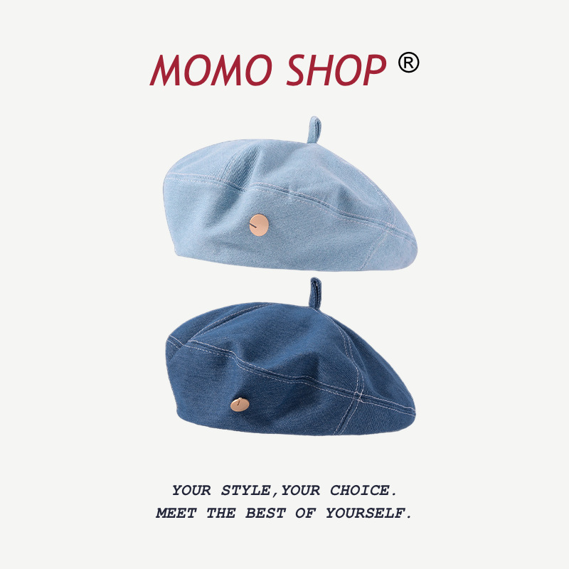 Moteriška dailininkės kepurė iš medvilnės, satino audinys, kupolo viršus, raidžių raštas