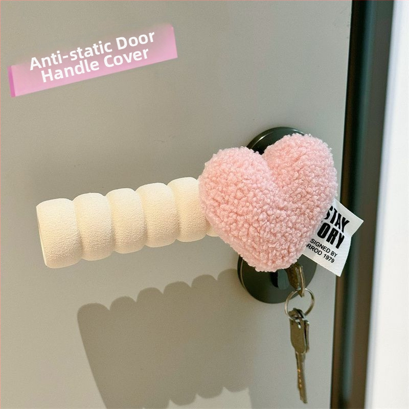 Durų rankenos apsauga su anti-statiniu širdies dizainu, pusės piršto stilius, Lycra cotton audinys, tinka miegamajam ir vaikų kambariui