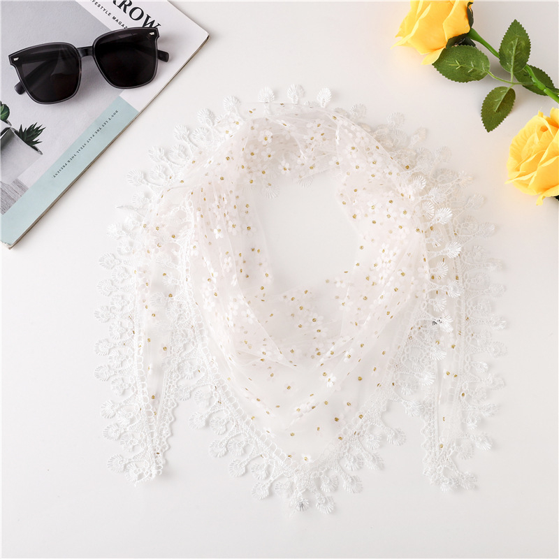 Swiftone triātrā šalle no velūra ar ziedu krokē mežģīni, visu sezonu siltums