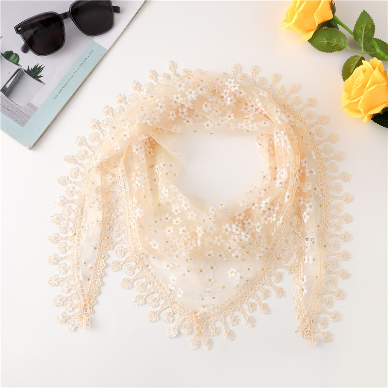 Swiftone triātrā šalle no velūra ar ziedu krokē mežģīni, visu sezonu siltums