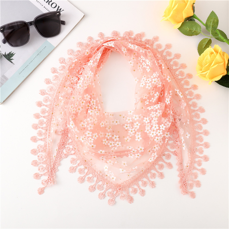 Swiftone triātrā šalle no velūra ar ziedu krokē mežģīni, visu sezonu siltums