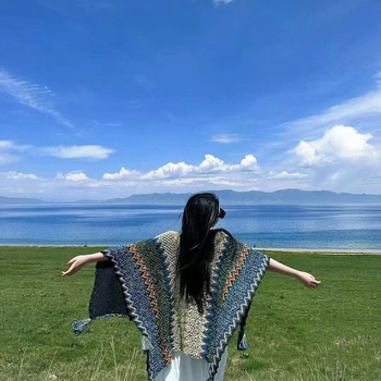 Etničkog stila pelerina-šal, široka silueta, poliester, proljeće, ljeto 2021 izdanje