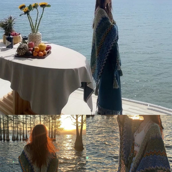 Etničkog stila pelerina-šal, široka silueta, poliester, proljeće, ljeto 2021 izdanje