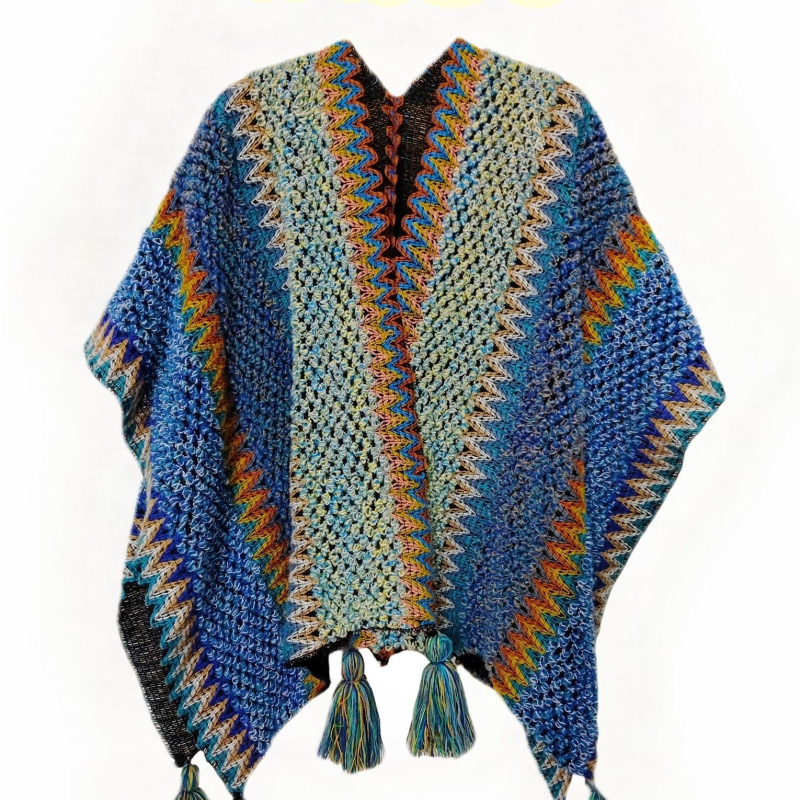 Etničkog stila pelerina-šal, široka silueta, poliester, proljeće, ljeto 2021 izdanje