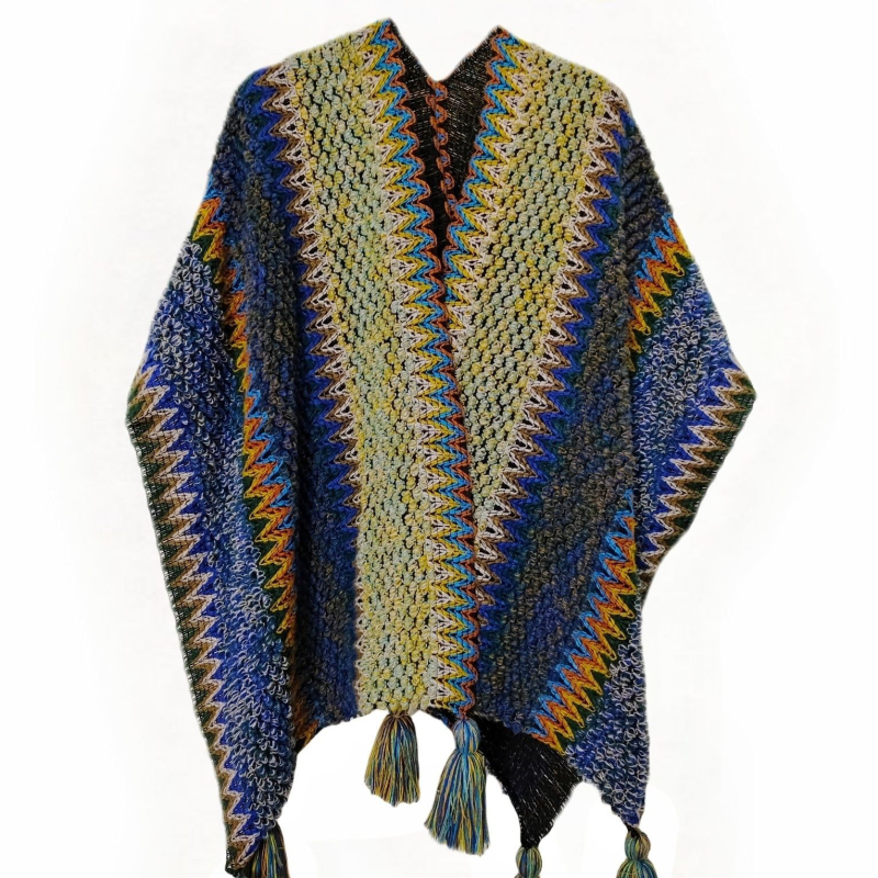 Etničkog stila pelerina-šal, široka silueta, poliester, proljeće, ljeto 2021 izdanje