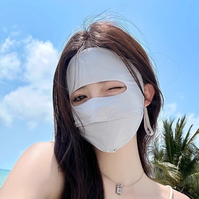 Mască facială de protecție solară cu acoperire totală UPF50+, din nylon ice-silk, respirabilă
