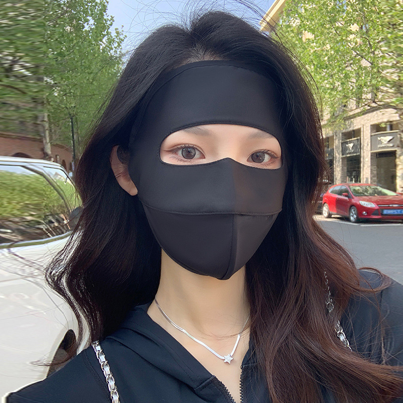 Mască facială de protecție solară cu acoperire totală UPF50+, din nylon ice-silk, respirabilă