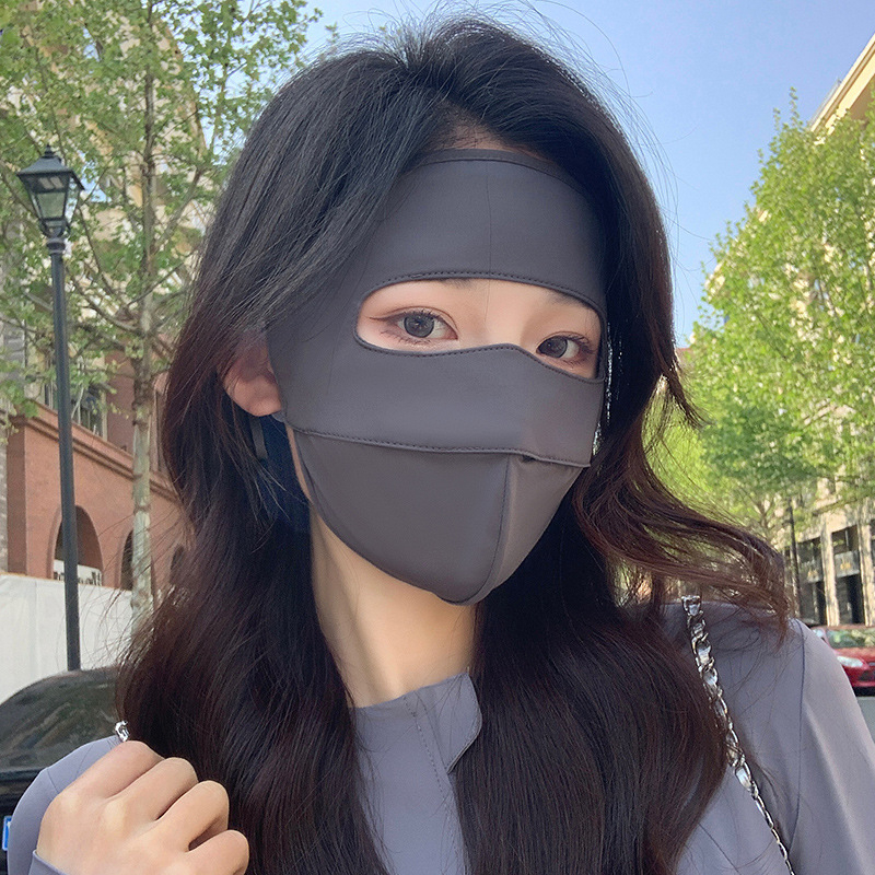 Mască facială de protecție solară cu acoperire totală UPF50+, din nylon ice-silk, respirabilă