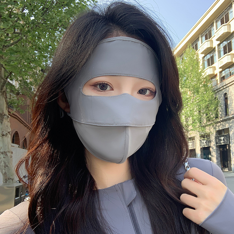 Mască facială de protecție solară cu acoperire totală UPF50+, din nylon ice-silk, respirabilă