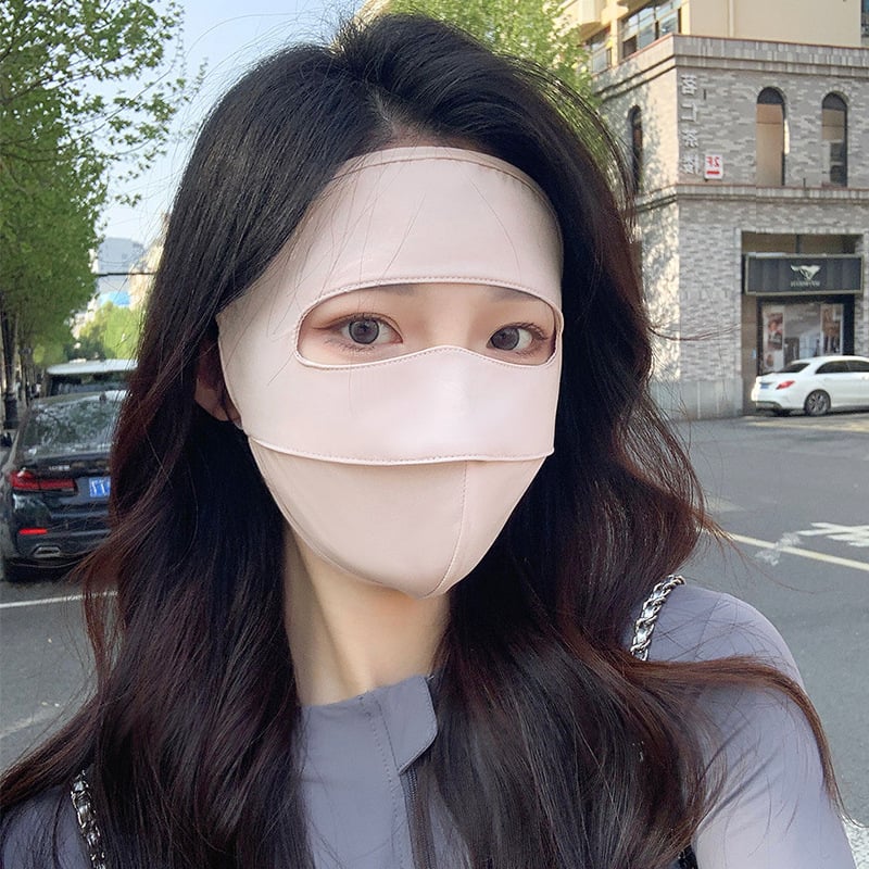 Mască facială de protecție solară cu acoperire totală UPF50+, din nylon ice-silk, respirabilă