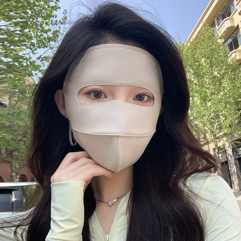 Mască facială de protecție solară cu acoperire totală UPF50+, din nylon ice-silk, respirabilă