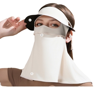 Mască de protecție solară pentru femei — respirabilă, protecție UV, acoperire completă a feței, fibră de poliester