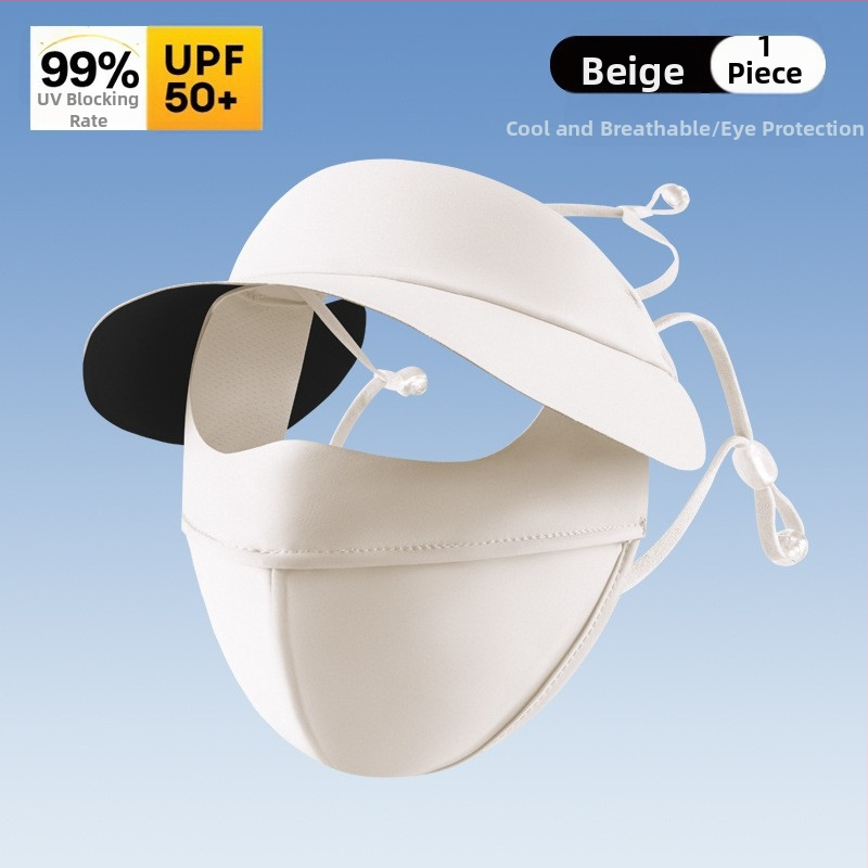 Mască de protecție solară pentru femei — respirabilă, protecție UV, acoperire completă a feței, fibră de poliester