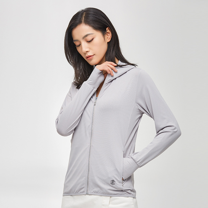 Vīriešu saules aizsardzības jaka no Ice Silk auduma, UV aizsardzība, kapuce ar rāvējslēdzēju, rāvējslēdzēja kabatas