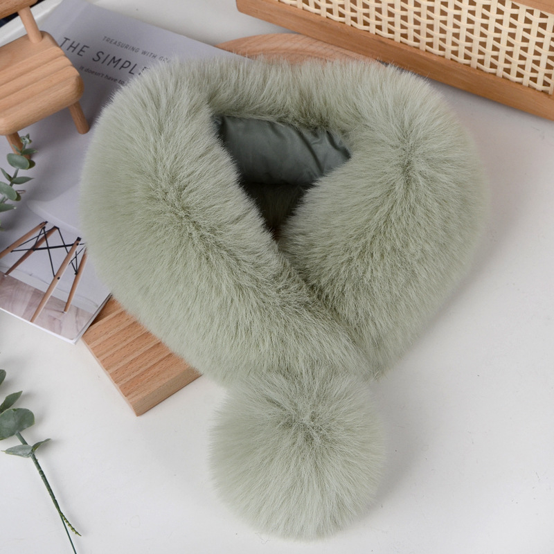 Női számára készült önmelegítő mágneses sál – hamis rókaszőrrel, koreai stílusú puha kendő gallérral, téli kiegészítő