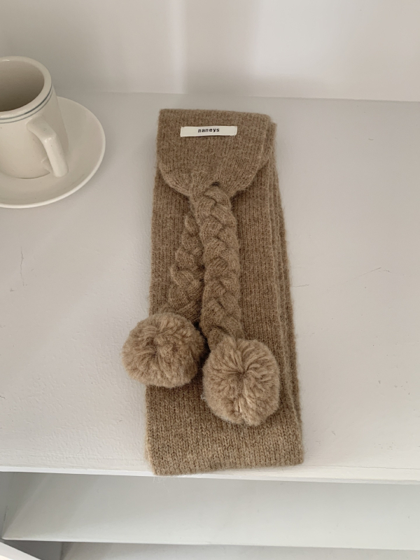Šal s pom-ponom u korejskom stilu za žene, pleteni zimski topli dodatak, personalizirani trend