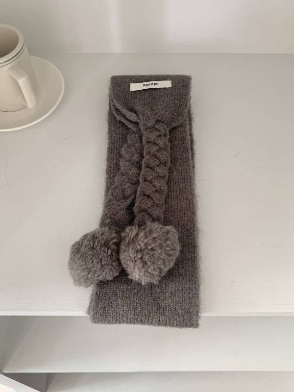 Šal s pom-ponom u korejskom stilu za žene, pleteni zimski topli dodatak, personalizirani trend