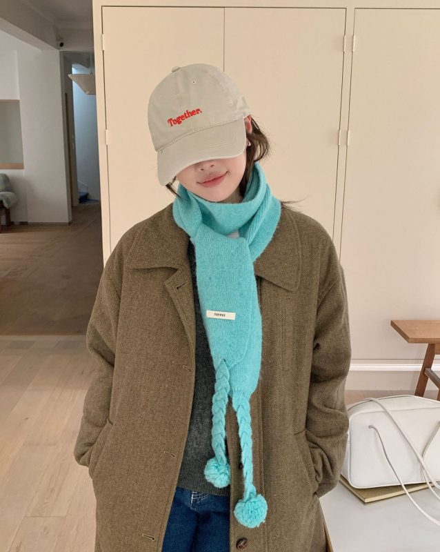 Šal s pom-ponom u korejskom stilu za žene, pleteni zimski topli dodatak, personalizirani trend