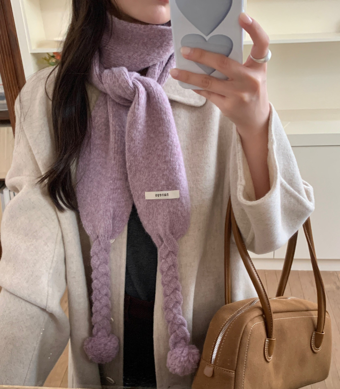 Šal s pom-ponom u korejskom stilu za žene, pleteni zimski topli dodatak, personalizirani trend