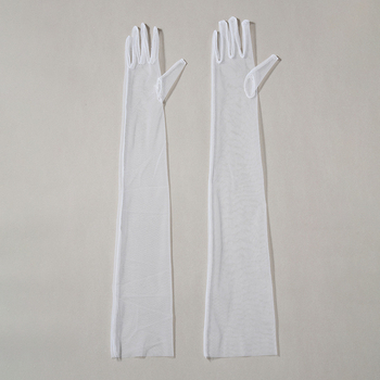 Hepburn-stílusú hosszú hálós menyasszonyi kesztyűk, elegáns retró kiegészítő a menyasszonyi ruhához — minden szezonhoz, 2023 őszén megjelenés