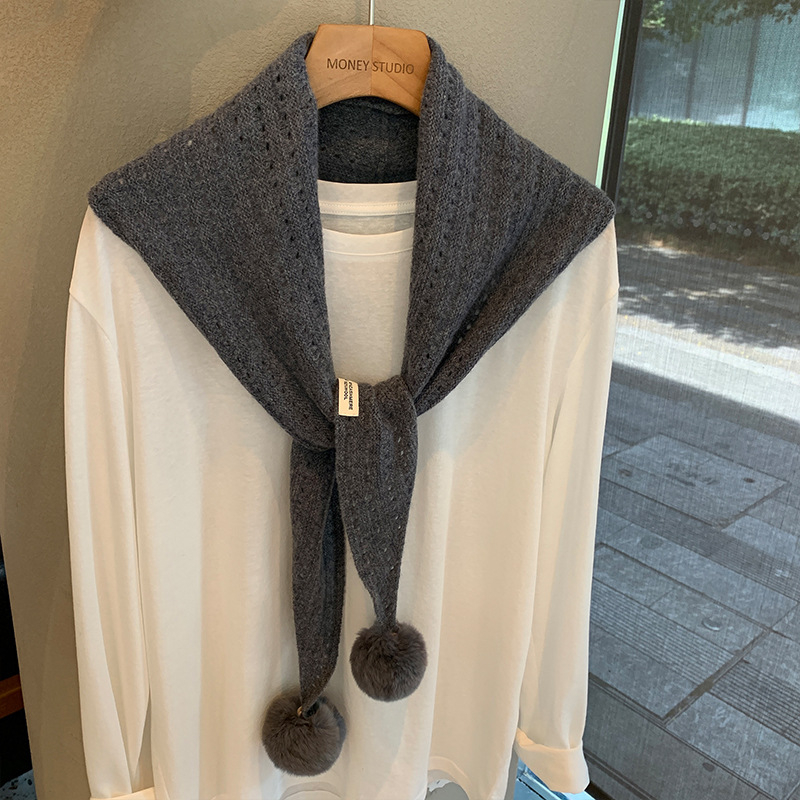 Trostranični vuneni šal s izrezanim uzorkom i resicama, dizajnerski komad, korejski stil, warp-kniting tkanina (>96% vuna), grije, podrijetlo: Jinhua