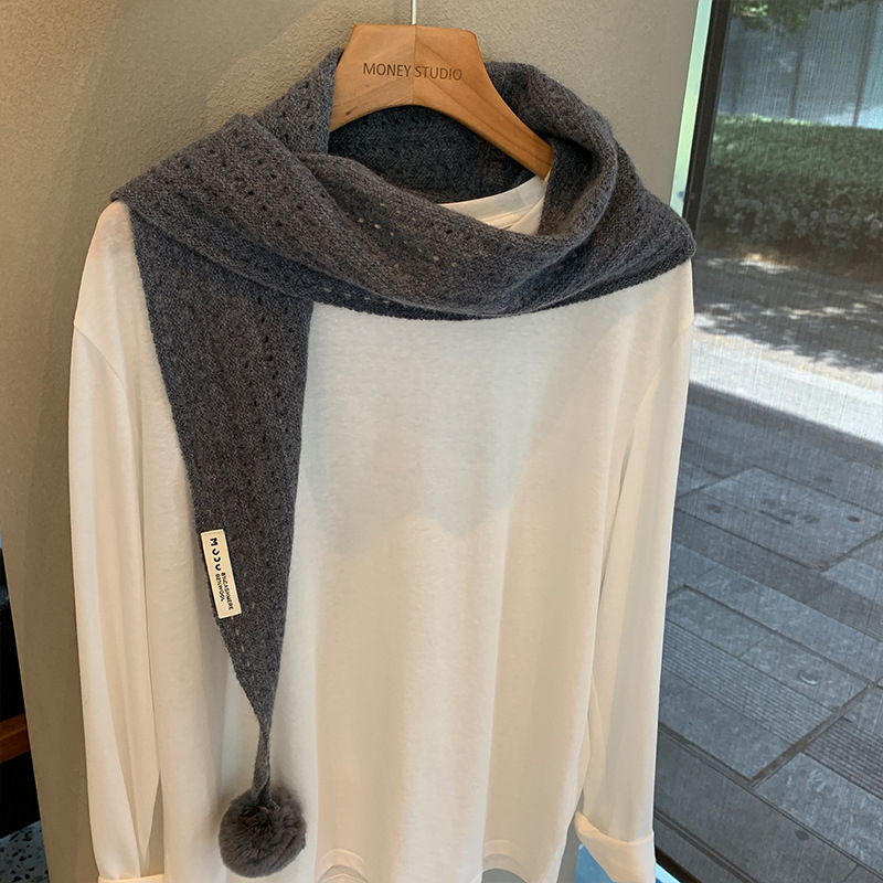 Trostranični vuneni šal s izrezanim uzorkom i resicama, dizajnerski komad, korejski stil, warp-kniting tkanina (>96% vuna), grije, podrijetlo: Jinhua