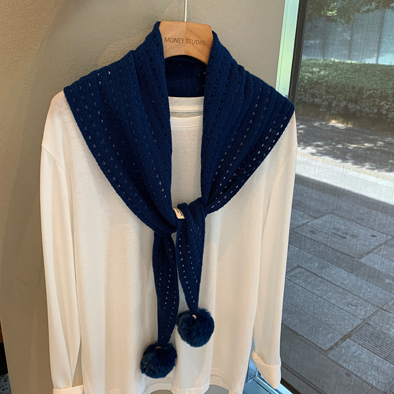 Trostranični vuneni šal s izrezanim uzorkom i resicama, dizajnerski komad, korejski stil, warp-kniting tkanina (>96% vuna), grije, podrijetlo: Jinhua