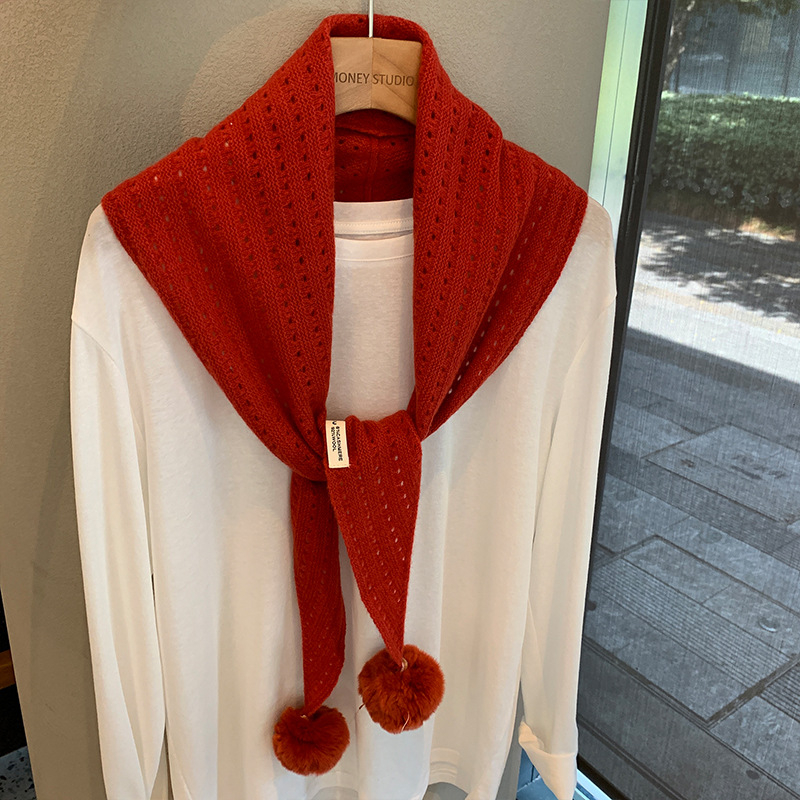 Trostranični vuneni šal s izrezanim uzorkom i resicama, dizajnerski komad, korejski stil, warp-kniting tkanina (>96% vuna), grije, podrijetlo: Jinhua