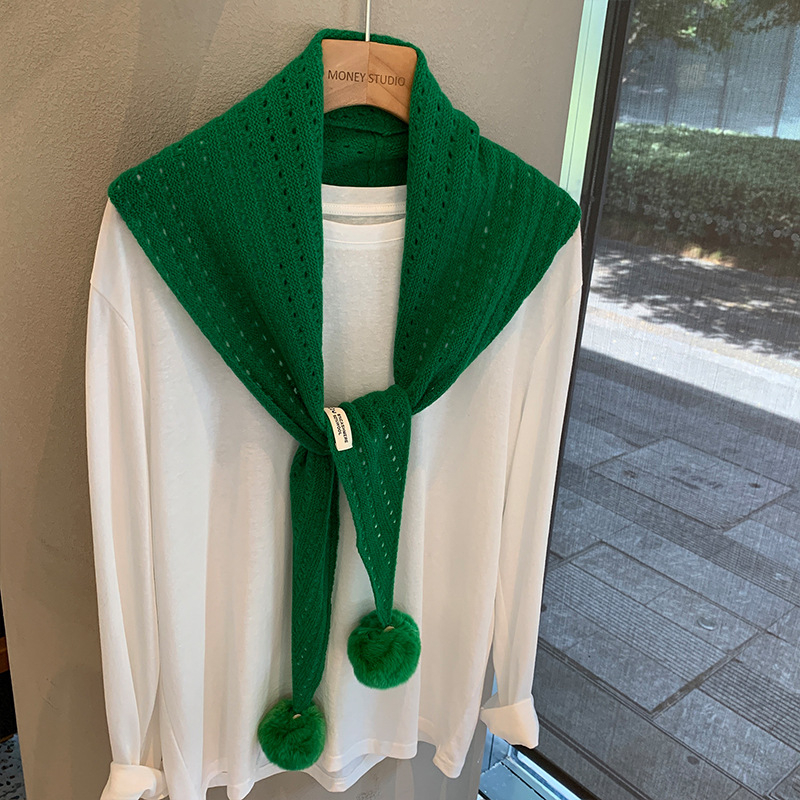 Trostranični vuneni šal s izrezanim uzorkom i resicama, dizajnerski komad, korejski stil, warp-kniting tkanina (>96% vuna), grije, podrijetlo: Jinhua