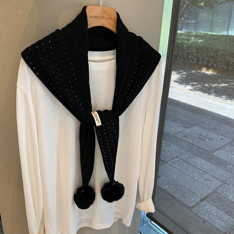 Trostranični vuneni šal s izrezanim uzorkom i resicama, dizajnerski komad, korejski stil, warp-kniting tkanina (>96% vuna), grije, podrijetlo: Jinhua