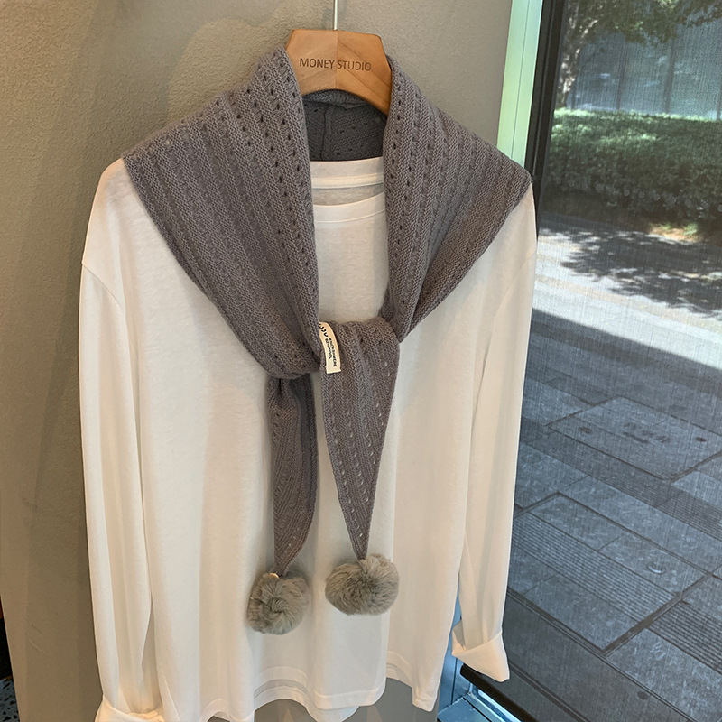 Trostranični vuneni šal s izrezanim uzorkom i resicama, dizajnerski komad, korejski stil, warp-kniting tkanina (>96% vuna), grije, podrijetlo: Jinhua