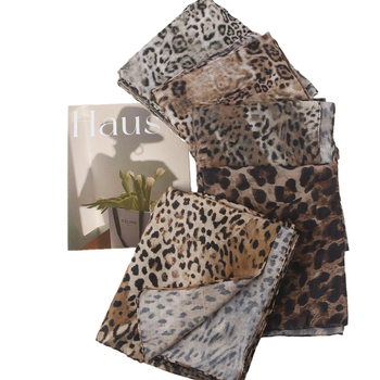 Шал с леопардов принт за хиджаб, памук, Warp knitting технология, 100 г, за всички сезони, оригинален дизайн, FANXIN