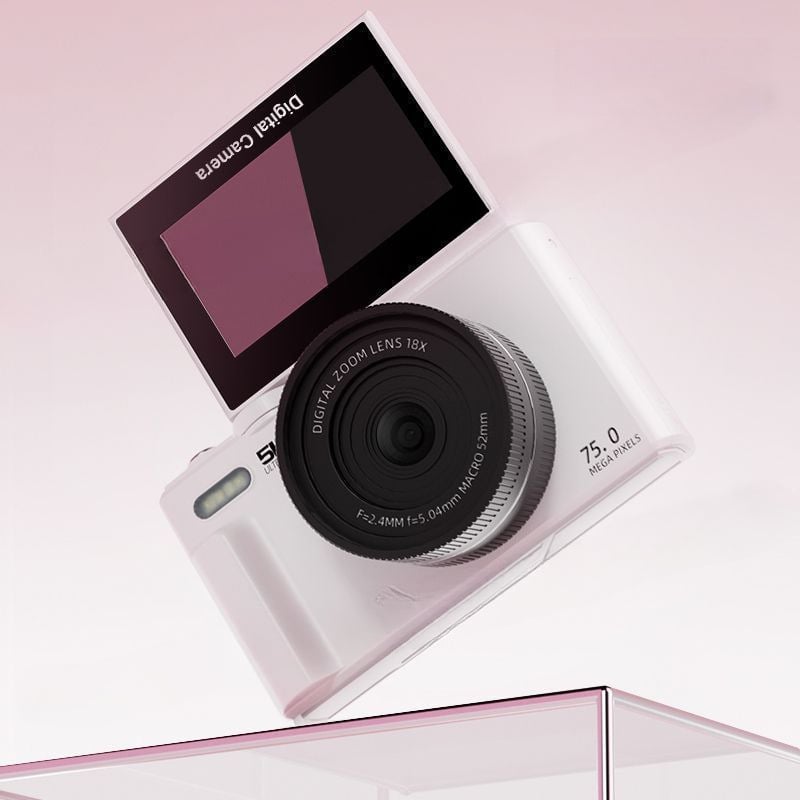 Безогледална цифрова камера, 75-мегапикселна, 18x оптично увеличение, microSD съхранение