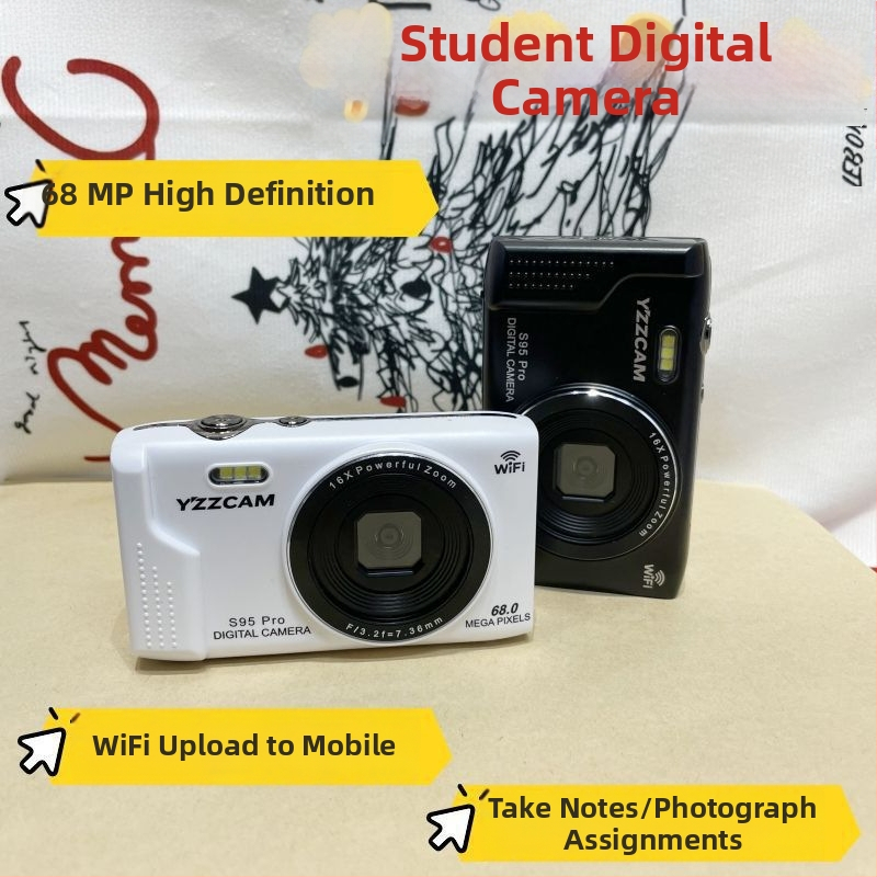 Безогледална цифрова камера, 75-мегапикселна, 18x оптично увеличение, microSD съхранение