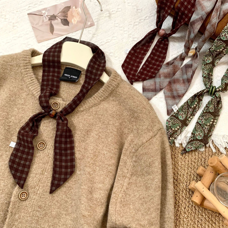 Poliesterska šal Cashew Flower Plaid s ogrlicom i kaišem za struk, Twill tkanina, personalizirani stil, jesen 2025