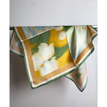 Selyem négyszögletű sál – 100% selyem, twill szövés, nyomtatás