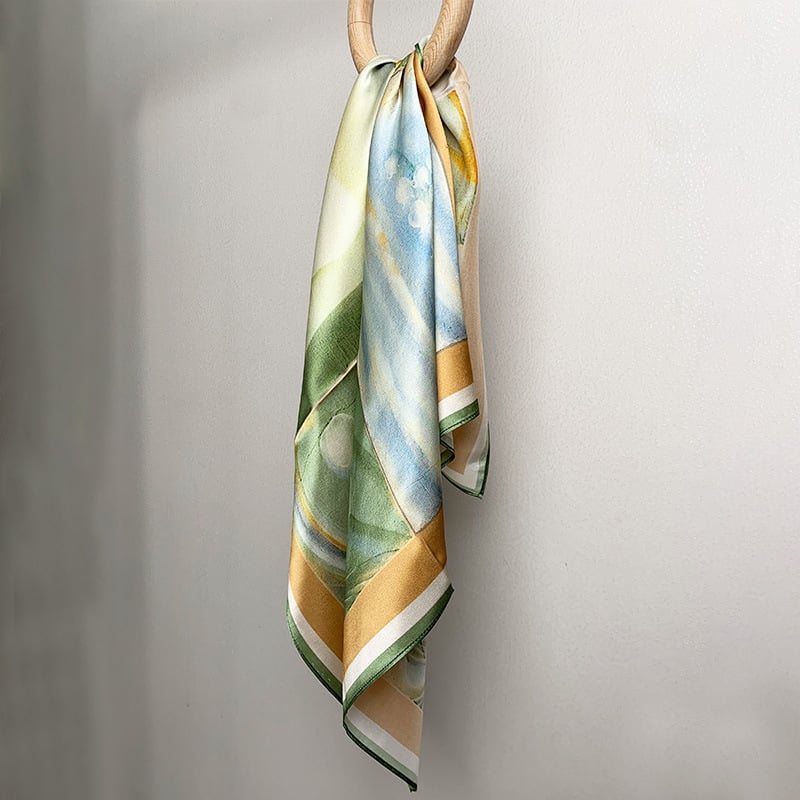 Selyem négyszögletű sál – 100% selyem, twill szövés, nyomtatás