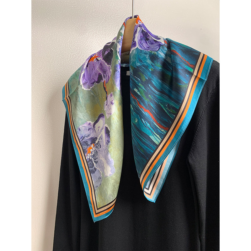 Selyem négyszögletű sál – 100% selyem, twill szövés, nyomtatás