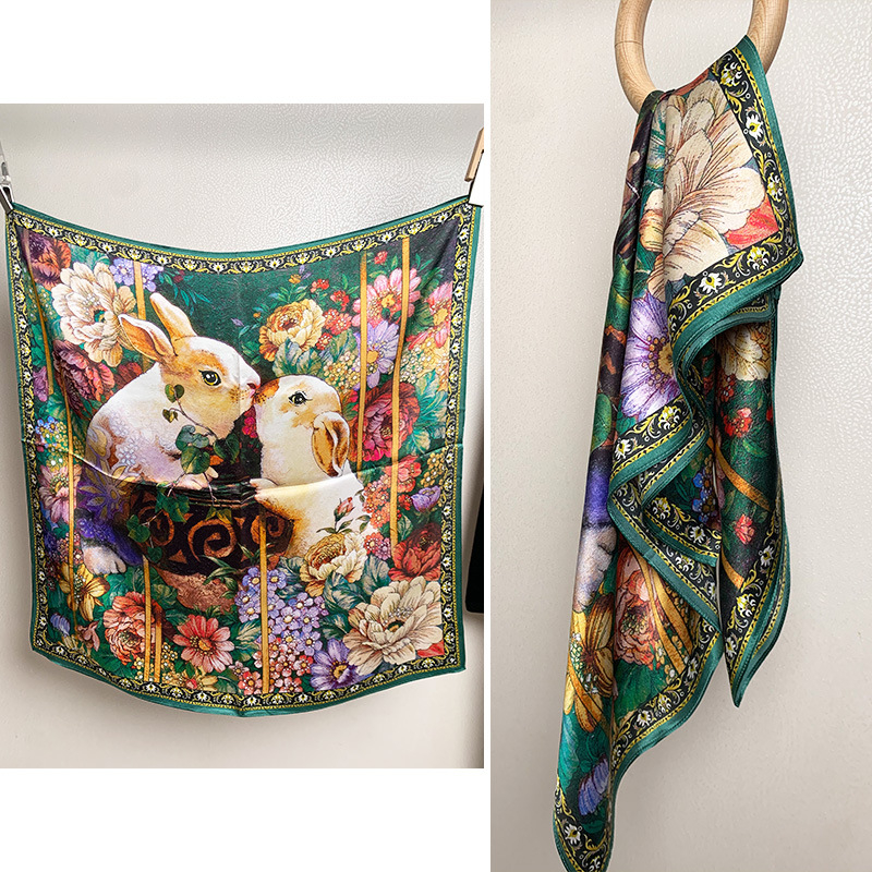 Selyem négyszögletű sál – 100% selyem, twill szövés, nyomtatás