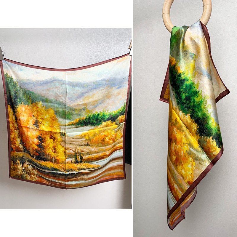 Selyem négyszögletű sál – 100% selyem, twill szövés, nyomtatás