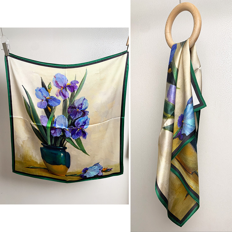 Selyem négyszögletű sál – 100% selyem, twill szövés, nyomtatás