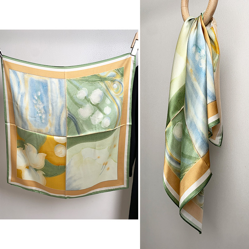 Selyem négyszögletű sál – 100% selyem, twill szövés, nyomtatás