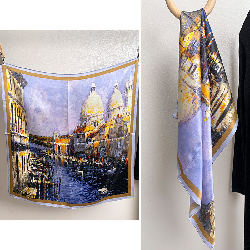 Selyem négyszögletű sál – 100% selyem, twill szövés, nyomtatás