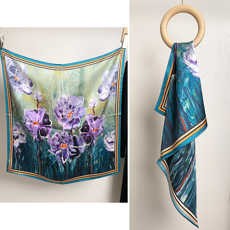 Selyem négyszögletű sál – 100% selyem, twill szövés, nyomtatás