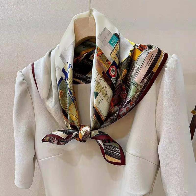 Selyem négyszögletű sál – 100% selyem, twill szövés, nyomtatás