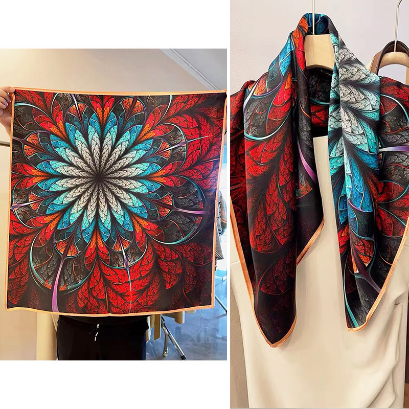 Selyem négyszögletű sál – 100% selyem, twill szövés, nyomtatás